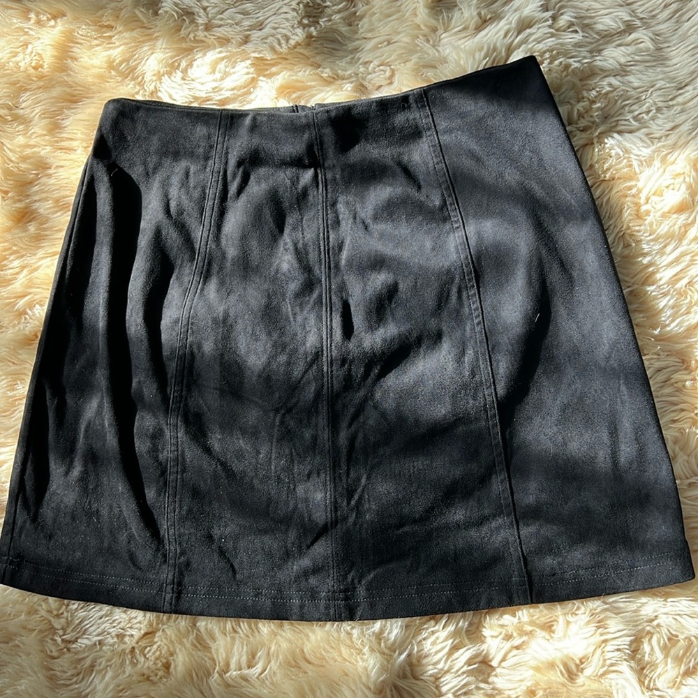Black microsuede mini skirt